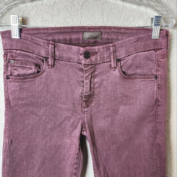 MOTHER The Looker Skinny Denim Jeans Dye Deep Maroon Size 27 - Picture 5 of 10